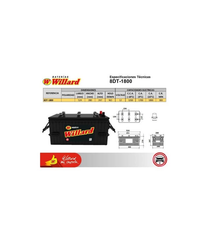 Batería WILLARD 8DT-1800